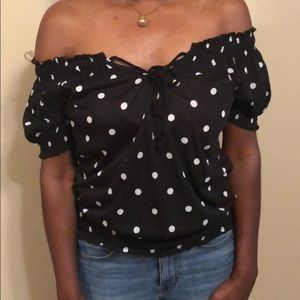 Polka Dot Bardot Top